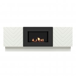 Тумба с биокамином Firelight BFP/P-1400V белый+набор керамических дров ель