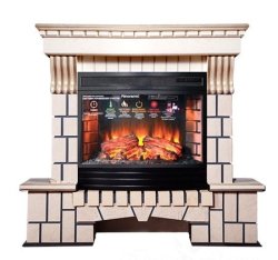Каминокомплект Interflame Экстер бежевый патина с очагом Panoramic 06 25 LED FX QZ