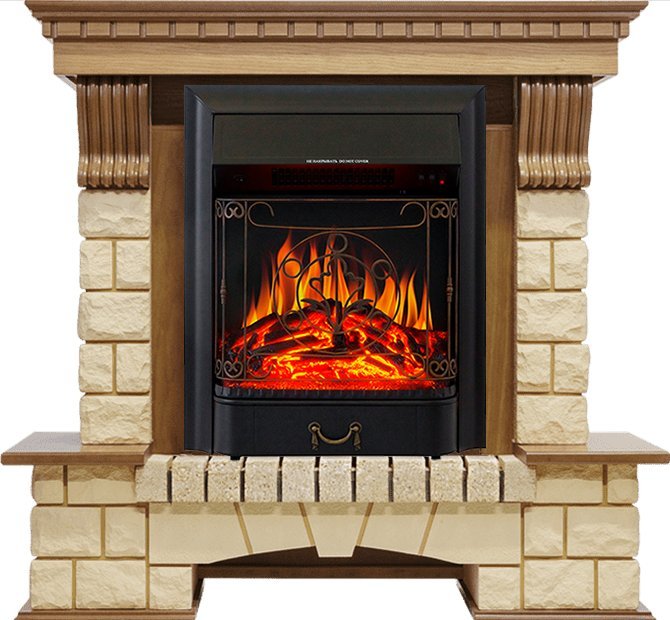 Каминокомплект Royal Flame Pierre Luxe шампань с очагом Majestic FX Black