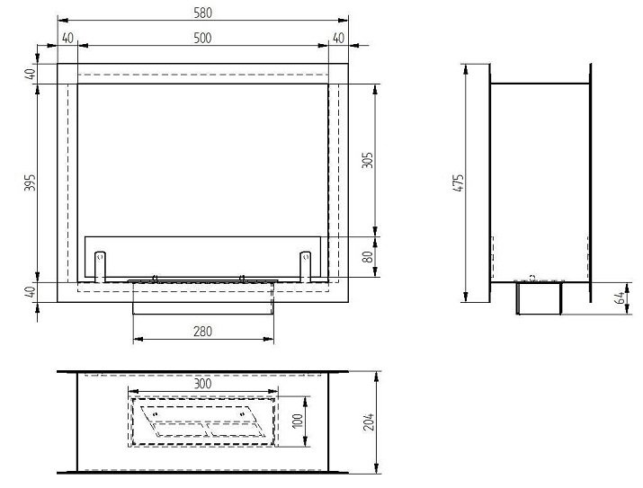Биокамин сквозной Zefire Standart 500