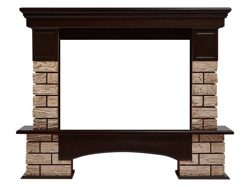 Портал Firelight Forte Wood 30U (угловой) камень коричневый/шпон темный дуб