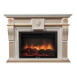 Каминокомплект Firelight Vittoriano 30 с очагом Electrolux EFP/P-3020LS беленый дуб с золотой патиной