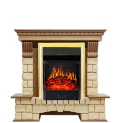 Каминокомплект Royal Flame Pierre Luxe шампань с очагом Majestic FX Brass