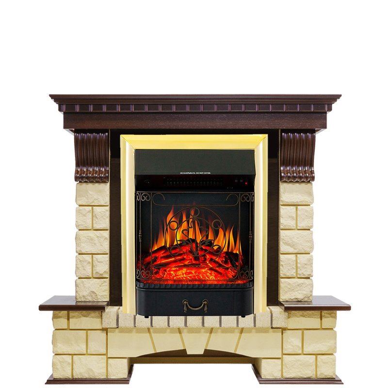 Каминокомплект Royal Flame Pierre Luxe шампань с очагом Majestic FX Brass