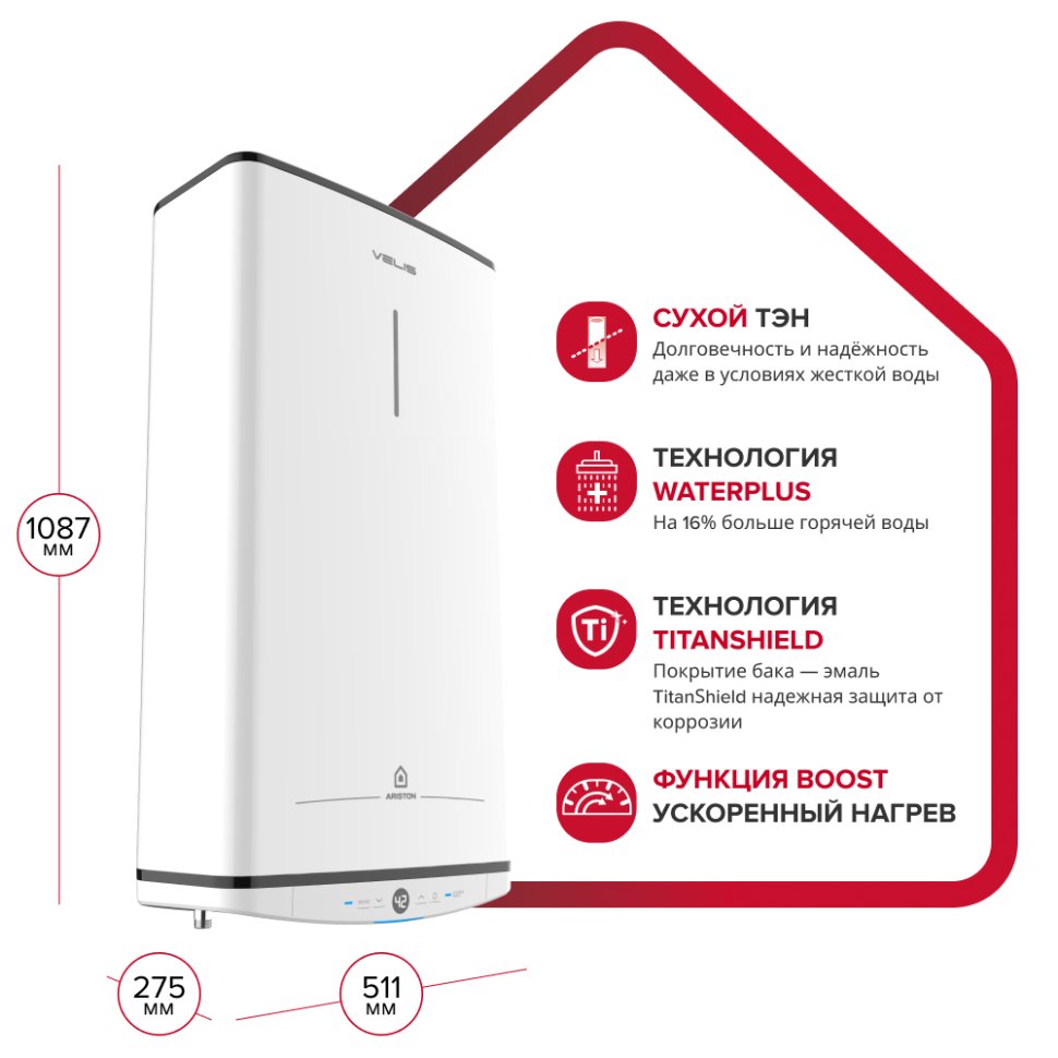 Накопительный электрический водонагреватель Ariston VELIS TECH ABSE DRY 100