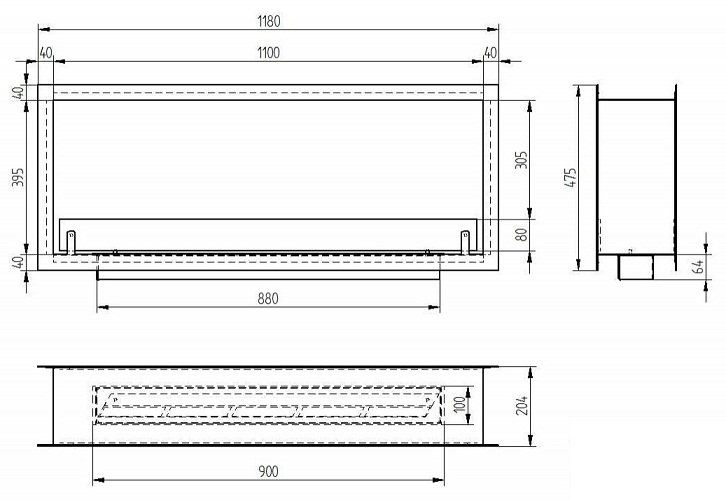 Биокамин сквозной Zefire Standart 1100