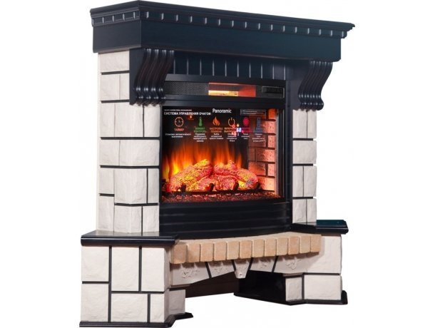 Каминокомплект Interflame Экстер венге угловой с очагом Panoramic 06 25 LED FX