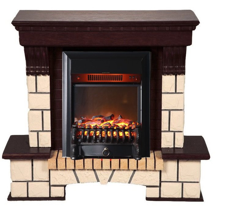 Каминокомплект Interflame Экстер темный дуб с очагом Fobos FX M Black