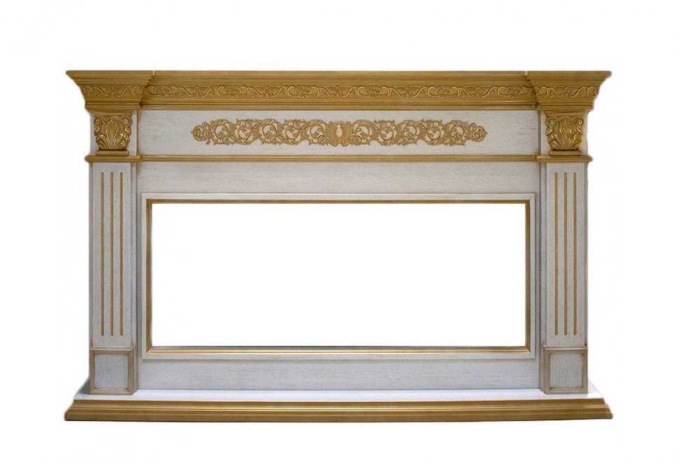 Портал Interflame Елизавета под очаг FreeSpace 40 LED FX QZ белый с золотой патиной