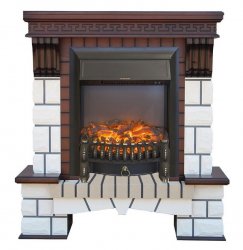 Каминокомплект RealFlame Stone new STD/EUG AO (DN) с очагом Fobos s Lux Black/Brass