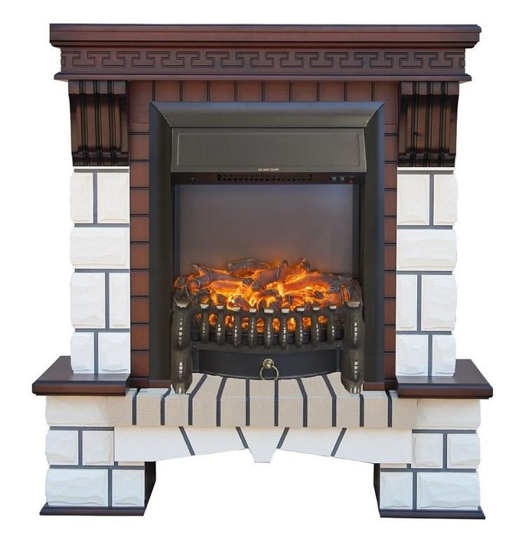 Каминокомплект RealFlame Stone new STD/EUG AO (DN) с очагом Fobos s Lux Black/Brass
