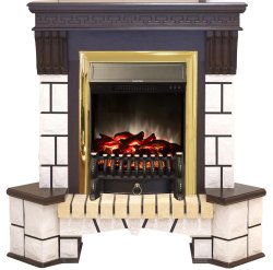 Каминокомплект RealFlame Stone new STD/EUG AO (DN) с очагом Fobos s Lux Black/Brass