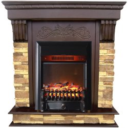 Каминокомплект Interflame Брайт темный дуб с очагом Fobos FX M Black