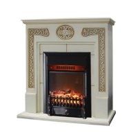 Каминокомплект Interflame Спенсер с очагом Fobos FX M Black бежевый с золотой патиной