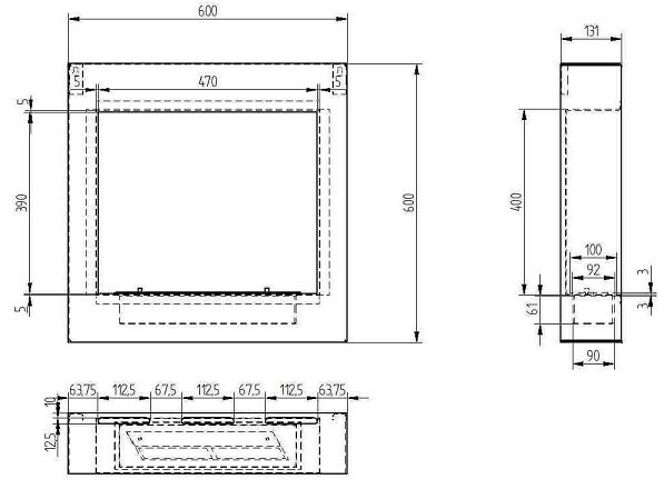 Биокамин настенный Zefire Orion Qube 600