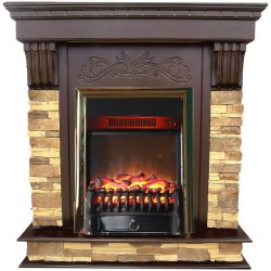 Каминокомплект Interflame Брайт темный дуб с очагом Fobos FX M Brass