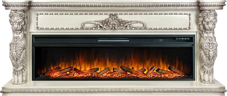 Каминокомплект Royal Flame Windsor с очагом Vision 60 LOG LED слоновая кость с патиной