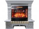Каминокомплект Interflame Экстер сланец белый с очагом Panoramic 06 25 LED FX QZ