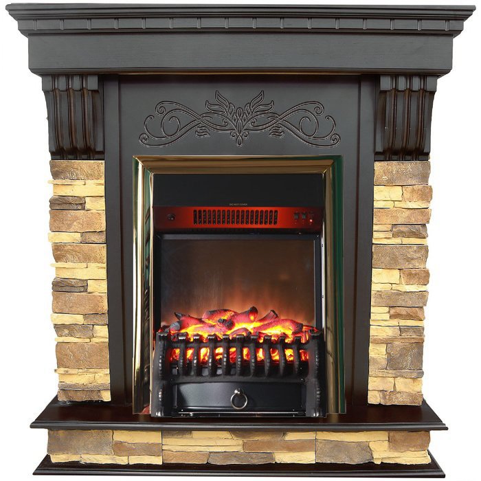 Каминокомплект Interflame Брайт венге с очагом Fobos FX M Brass