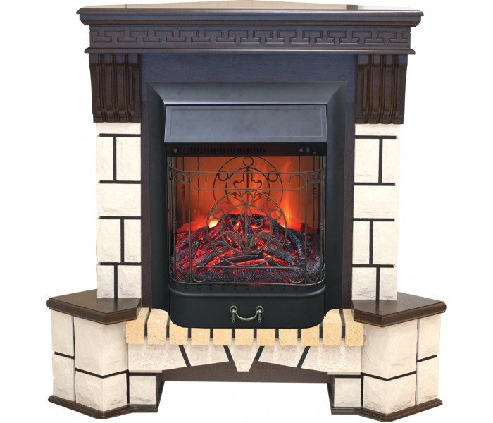 Каминокомплект RealFlame Stone Corner new STD/EUG AO (DN) с очагом Majestic s Lux Black/Brass