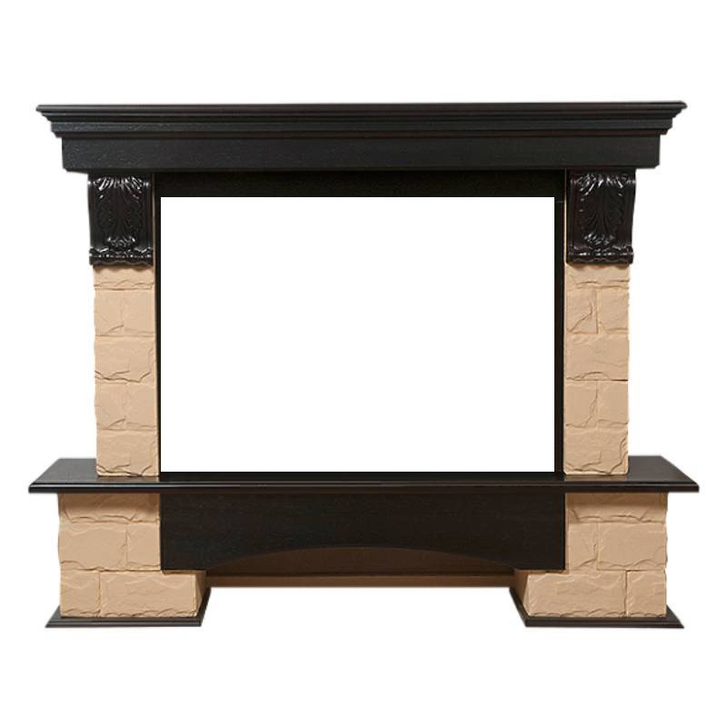 Портал Firelight Forte 30U (угловой) камень бежевый/шпон темный дуб